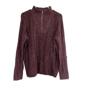 Croft & Barrow Womens  Quarter Zip Sweater Women's mauve/ burgundy size M